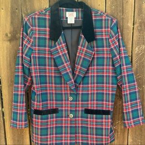 Vintage plaid Graff blazer with velvet detail
